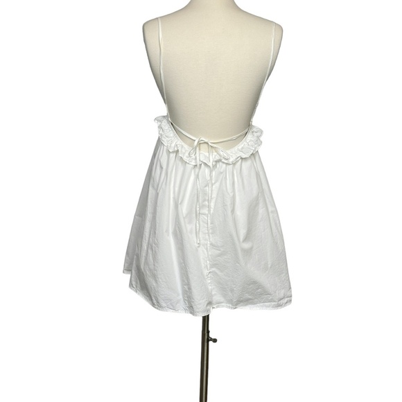 Lulus White Cotton Empire Waist Backless Mini Sz M - Picture 3 of 12